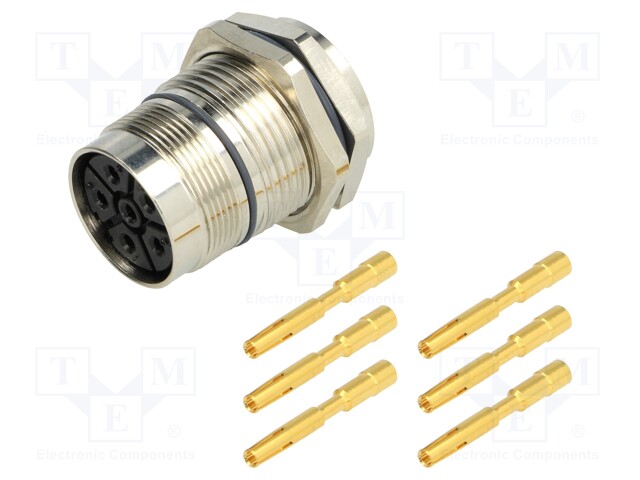 Connector: M23; socket; PIN: 6; female; crimped; 28A; shielded; IP67