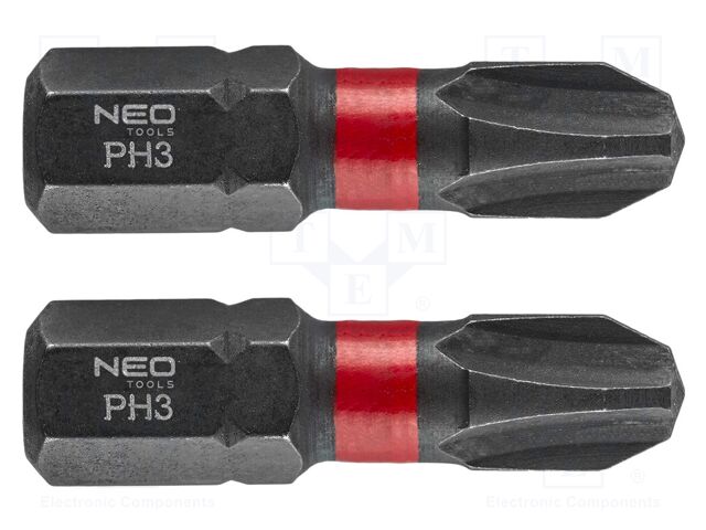 Kit: screwdriver bits; Phillips; 25mm; PH3; impact; 2pcs.