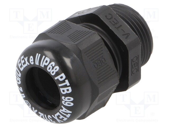 Cable gland; with thread PG; PG16; IP68; Mat: polyamide; black