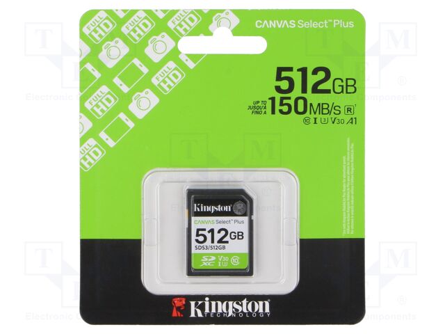 Memory card; microSD; R: 150MB/s; Class 10 UHS-I U3 V30; 512GB