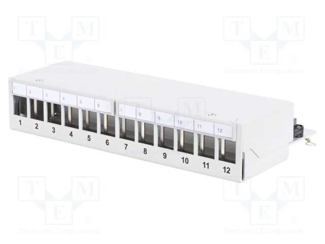 Patch panel; Keystone; grey; Number of ports: 12; Height: 1U
