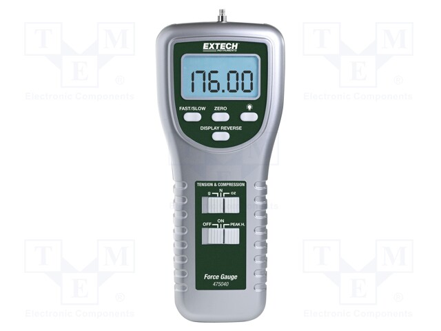 Meter: force; LCD 5 digits; 0÷176oz,0÷49N,0÷5kg; 0.4%; 551g