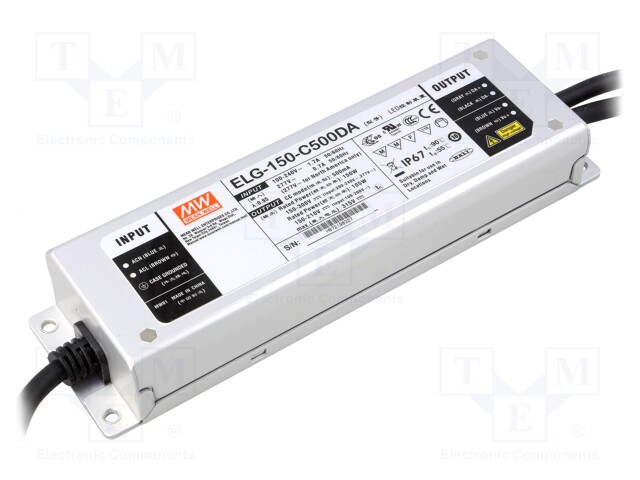 Power supply: switched-mode; Communication: DALI; LED; 150W; 500mA