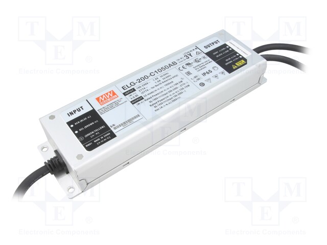 Power supply: switched-mode; LED; 199.5W; 95÷190VDC; 525÷1050mA