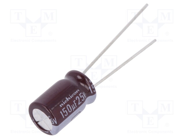 Capacitor: electrolytic; low impedance; THT; 150uF; 25VDC; ±20%