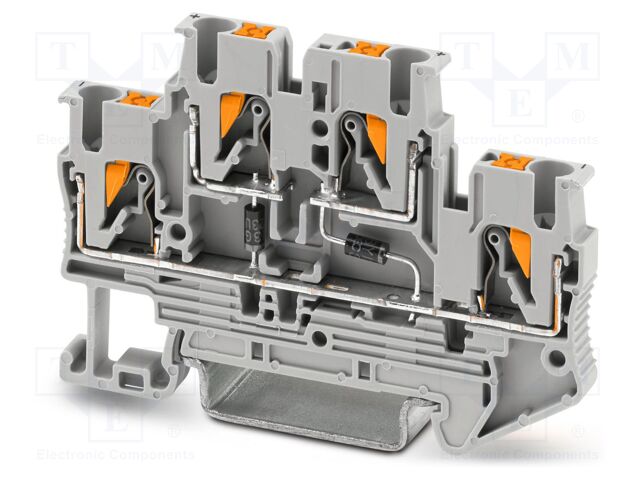 Splice terminal: rail; PA; terminals: 4; W: 5.2mm; H: 68mm; Body: grey