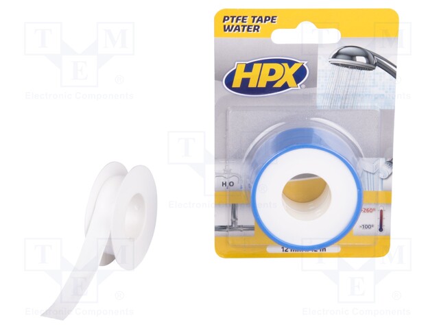Tape: sealing; W: 12mm; L: 12m; white; PTFE; max.260°C