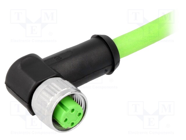 Plug; M12; PIN: 4; female; D code-Ethernet; 5m; Insulation: TPU