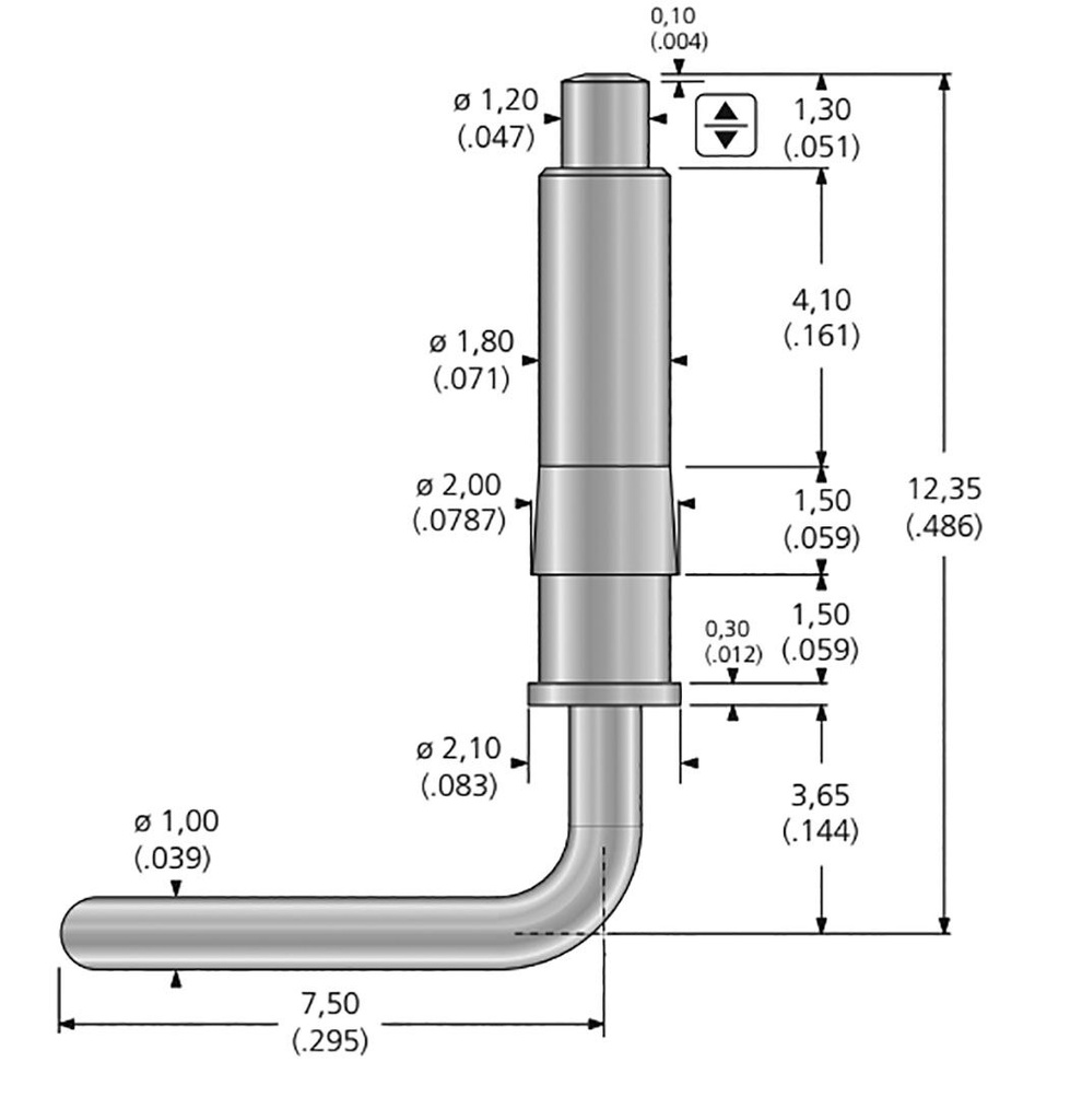 Test needle; Operational spring compression: 0.8mm; 3A; Ø: 1.2mm