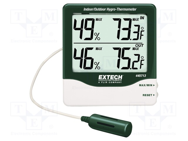 Meter: thermo-hygrometer; -10÷60°C; Accur: ±1°C; 10÷99%RH