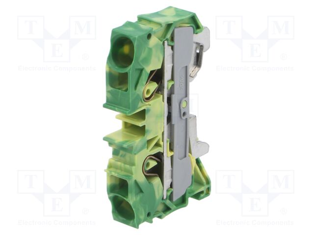 DIN Rail Mount Terminal Block, 2 Ways, 20 AWG, 6 AWG, 16 mm², Clamp, 57 A