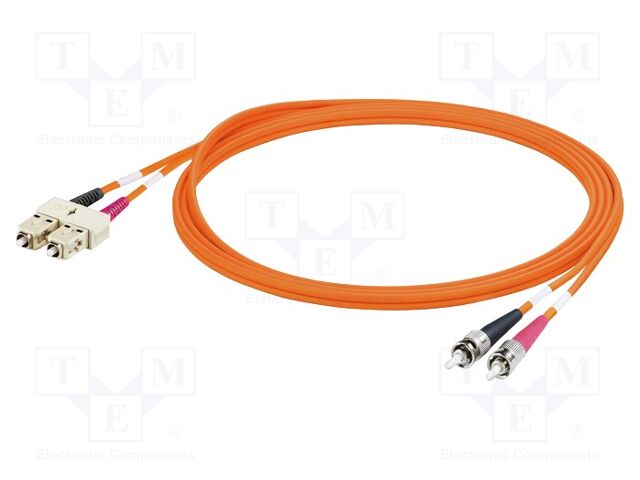 Fiber patch cord; OM2; SC/UPC,ST/UPC; 10m; 50/125um; PVC; orange