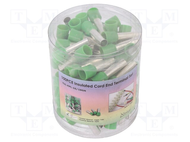 Kit: bootlace ferrules; insulated; 16mm2; 18mm; Colour: green