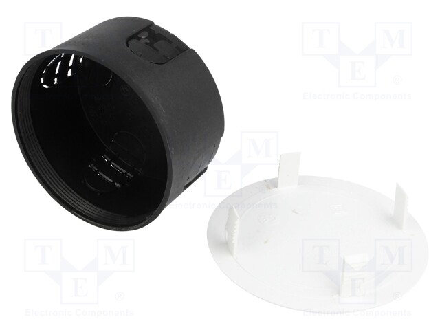 Enclosure: back box; Ø: 80mm; Z: 44mm; plaster embedded; IP30; black