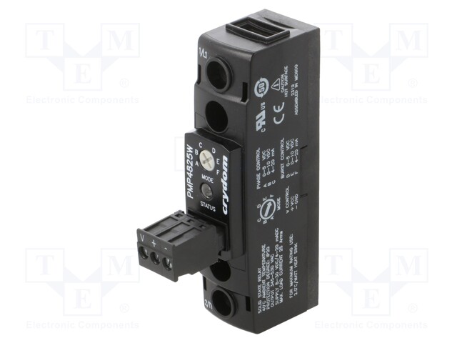 Relay: solid state; Ucntrl: 8÷30VDC; 25A; 345÷530VAC; on panel