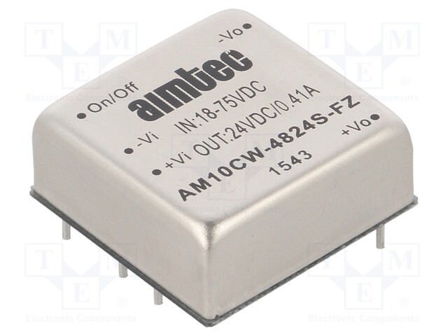 Converter: DC/DC; 10W; Uin: 18÷75V; 24VDC; Iout: 0.41A; 1"x1"; 17.4g