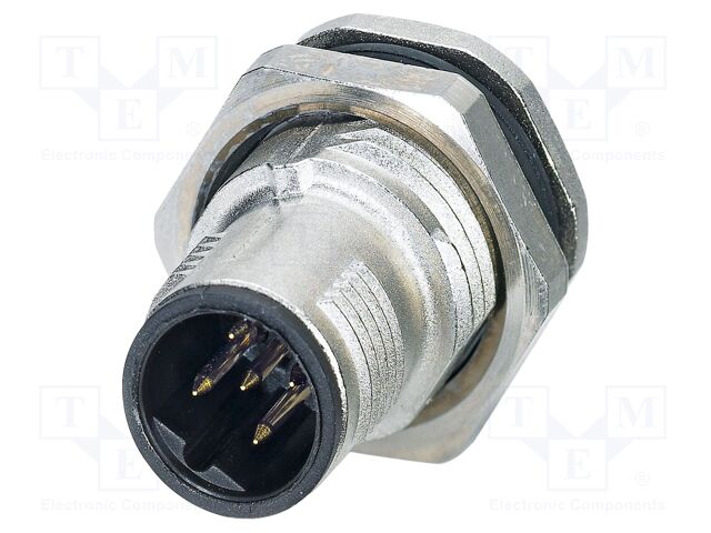Connector: M12; socket; PIN: 5; male; 60V; straight; THT; B code; 4A
