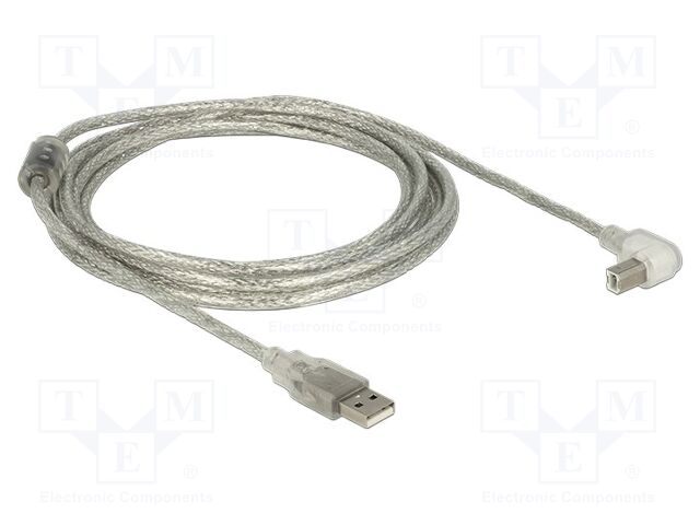 Cable; USB 2.0; USB A plug,USB B plug 90° up/down; 3m; 480Mbps