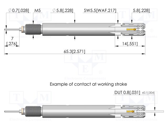 Test needle; Spring compression: 4.5mm; 5.5mm; 100A; steel; Ø: 7mm