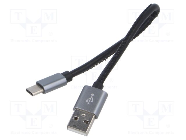 Cable; High Speed,USB 2.0; USB A plug,USB C plug; 0.22m; black