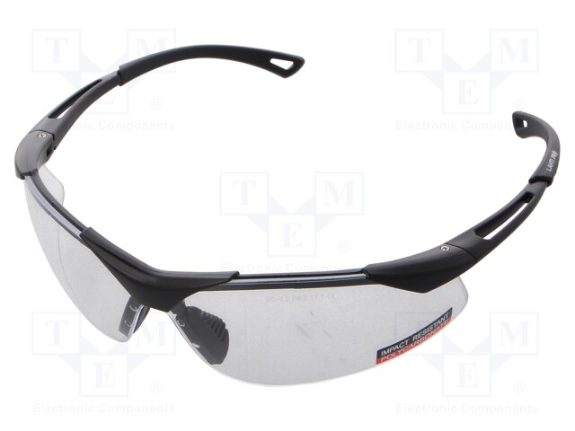 Safety spectacles; Lens: transparent; Resistance to: UV rays