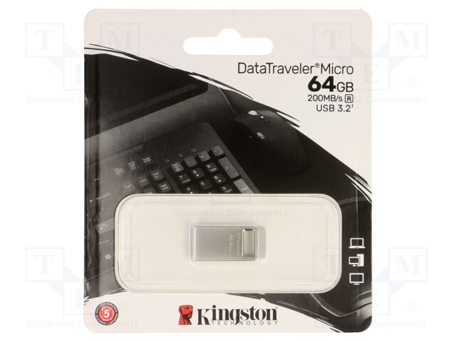 Pendrive; USB 3.2 Gen 1; 64GB; R: 200MB/s; silver; USB A