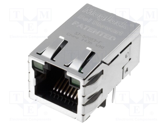 Socket; RJ45; PIN: 8; shielded,with LED; Layout: 8p8c; THT; angled