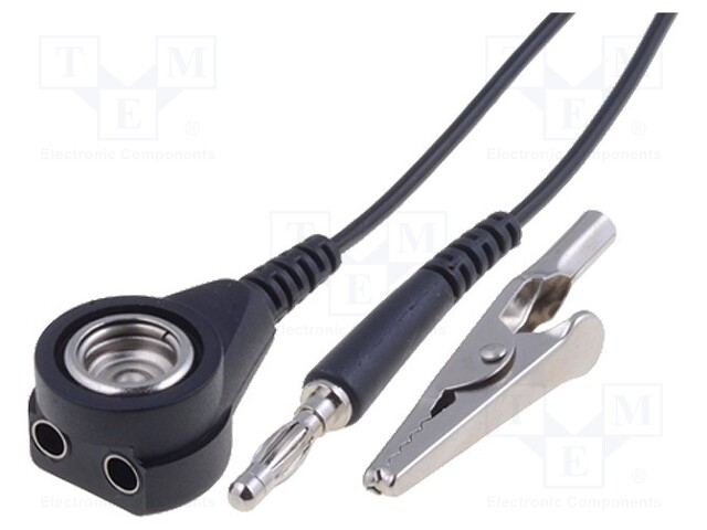 Ground cord; ESD; 1MΩ; Len: 3m; Female press stud: 10mm
