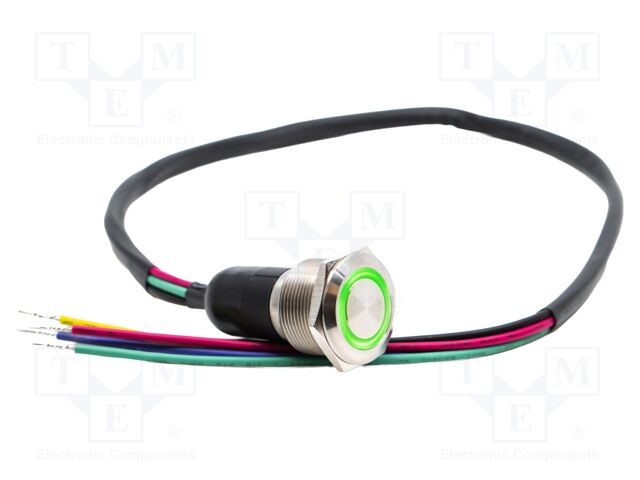 Switch: vandal resistant; SPDT; 3A/250VAC; IP67; ON-(ON); green; 3V