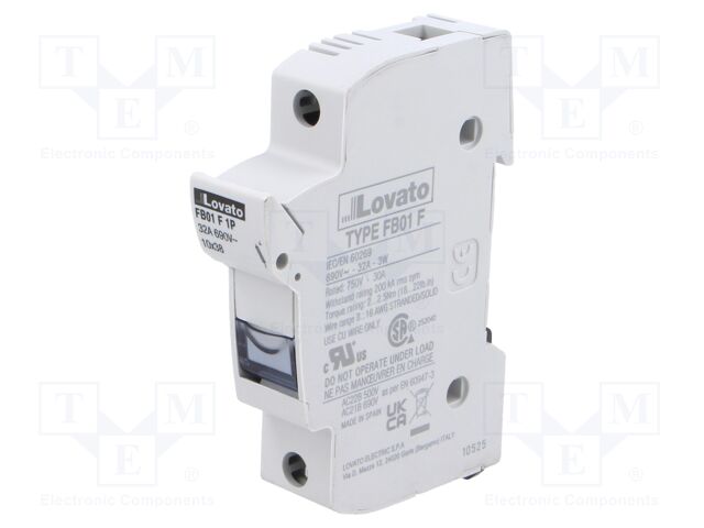 Fuse base; 10x38mm; for DIN rail mounting; 32A; 690VAC; Poles: 1