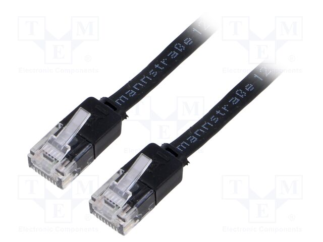 Patch cord; U/UTP; 6; stranded; Cu; PVC; black; Len: 2m; 32AWG