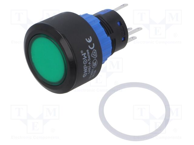 Switch: push-button; Pos: 2; SPDT; 0.5A/220VAC; 1A/24VDC; ON-ON