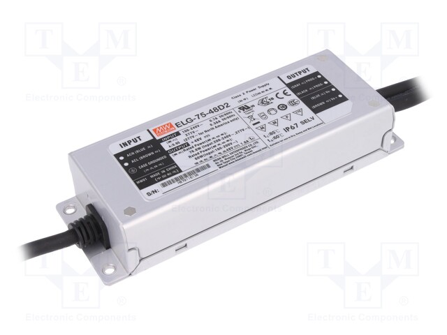 Power supply: switched-mode; LED; 76.8W; 48VDC; 1.6A; 100÷305VAC