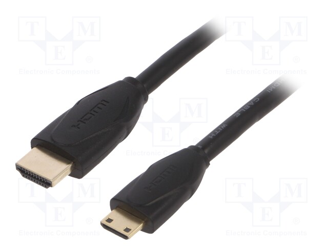 Cable; HDMI 2.0; HDMI mini plug,HDMI plug; 1m; black; Core: OFC