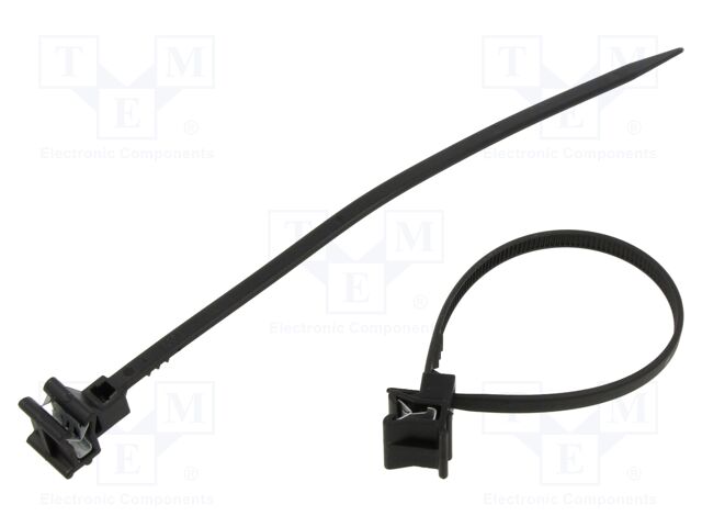 Cable tie; with holder; L: 180mm; W: 4.8mm; black; Grip capac: 1÷3mm