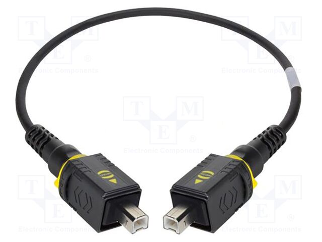 Cable; USB 2.0; USB B plug,both sides; 2m; black; hermetic x2