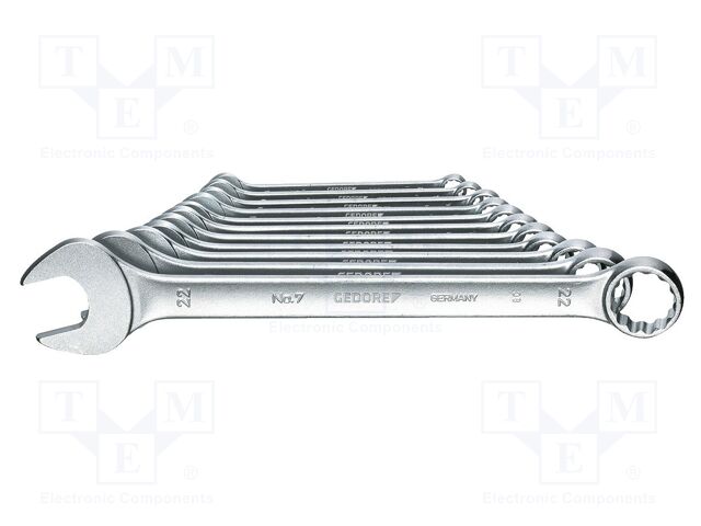 Wrench-set; combination spanner; Chrom-vanadium steel; 11pcs.