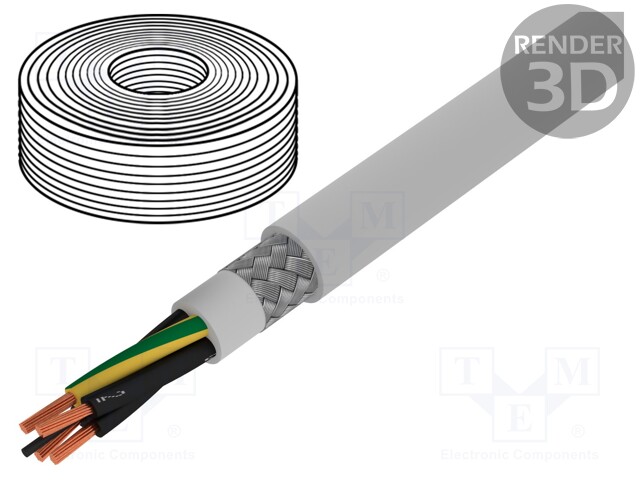 Wire; TOPFLEX-600-C-PVC; stranded; Cu; 4G1,5mm2; PVC; grey; 0.6/1kV