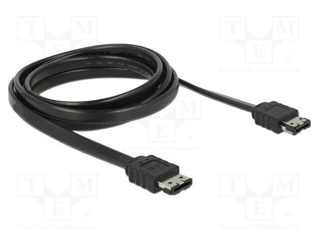 Cable: SATA; e-SATA socket,both sides; 2m; flat; black; 3Gbps