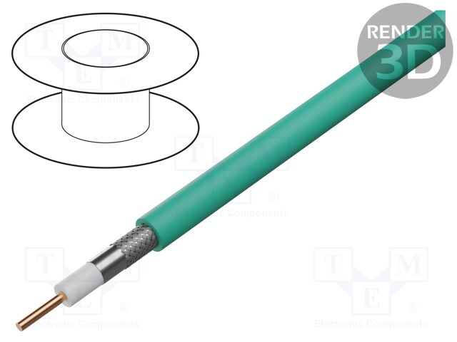 Wire: coaxial; RG6/U; 1x18AWG; wire; Cu; LSZH; turquoise; 500m
