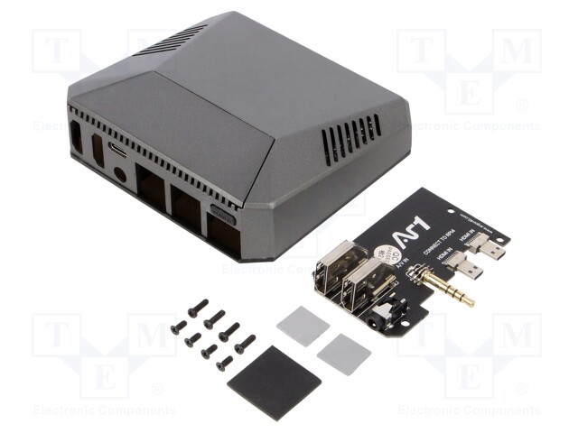 Enclosure: for computer; Raspberry Pi 4 B; aluminium; grey