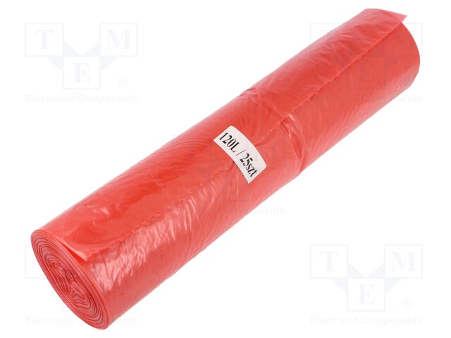 Trash bags; 25pcs; LDPE; Colour: red; 120l