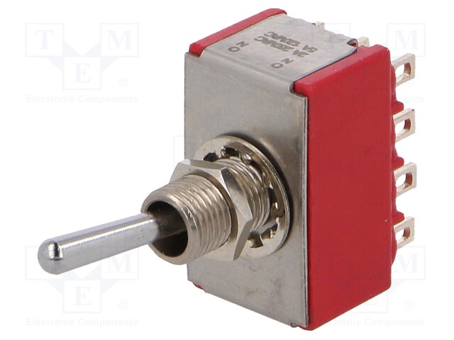 Switch: toggle; Pos: 2; 4PDT; ON-ON; 2A/250VAC; 5A/28VDC; -30÷85°C