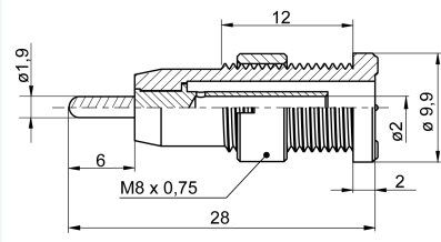 Connector: 2mm banana; socket; 10A; 1kV; 28mm; blue; on panel,screw