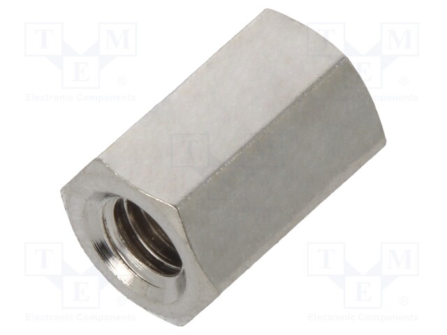 Screwed spacer sleeve; Int.thread: M3; 7.5mm; hexagonal; brass