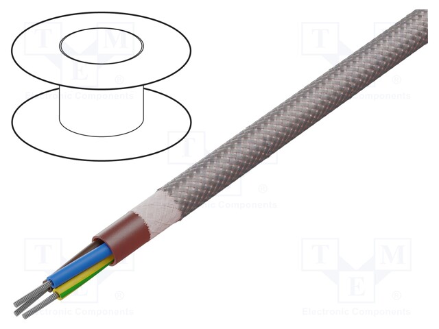 Wire; SiHF; Cu; stranded; 3G1,5mm2; silicone; brown-red; -60÷180°C