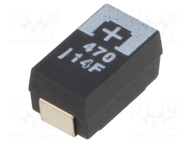 Capacitor: tantalum-polymer; 470uF; 6.3VDC; TPF; SMD; ±20%; 2000h