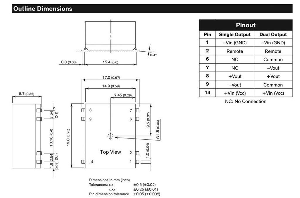 Converter: DC/DC; 3W; Uin: 4.5÷12V; Uout: 15VDC; Uout2: -15VDC; SMD