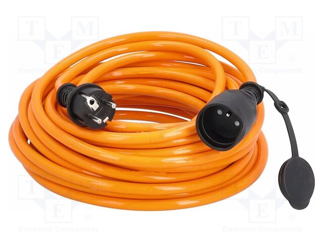 Extension lead; 3G2.5mm2; with flap; Sockets: 1; PUR; orange; 15m