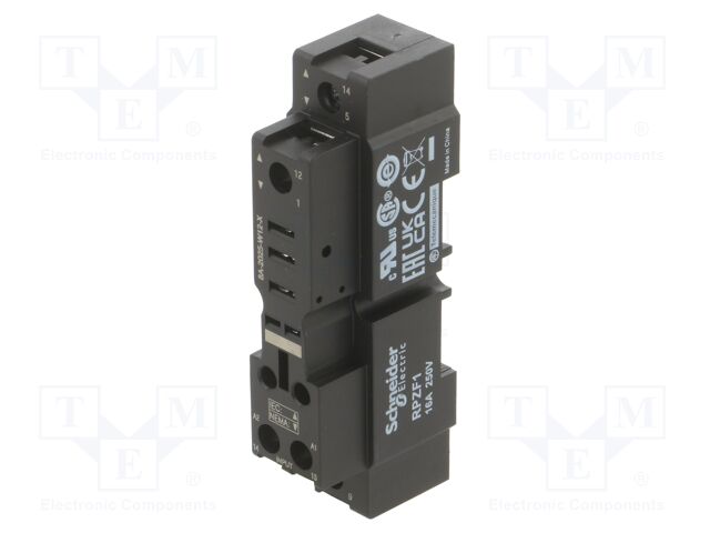 Relay Socket, DIN Rail, Screw, 5 Pins, 16 A, 250 VAC, Zelio RPZ Series